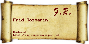 Frid Rozmarin névjegykártya